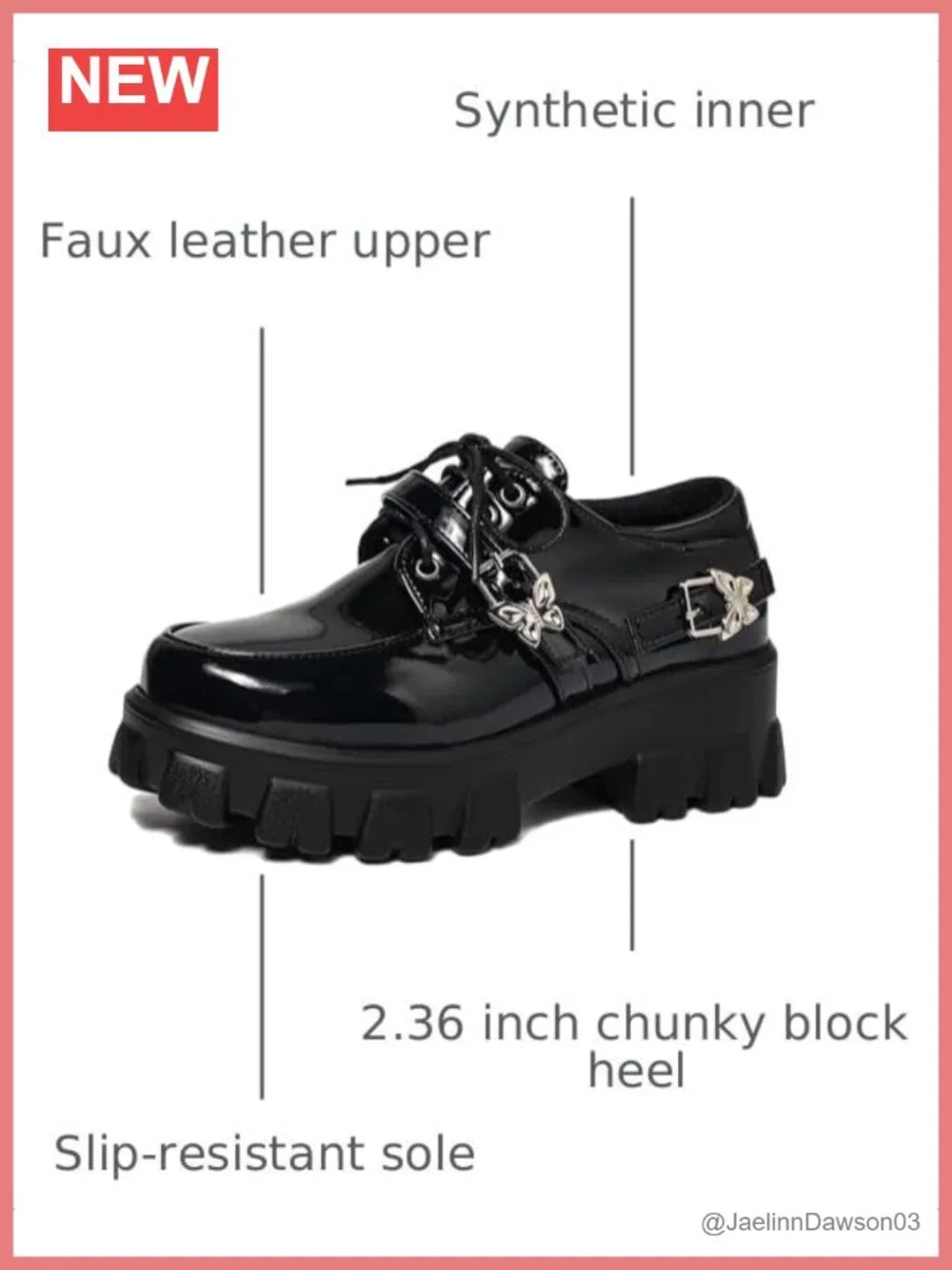 Chunky Platform Loafers Goth Oxfords Shoes for Women Faux Leather Block Heel